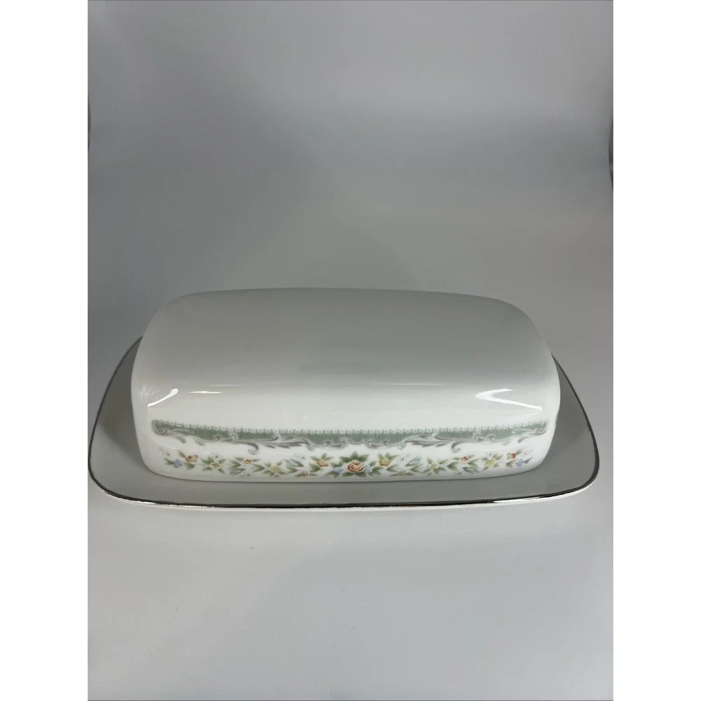 Vintage Roseville Japan Translucent Fine China‎ Butter Dish #4135 Floral Lid